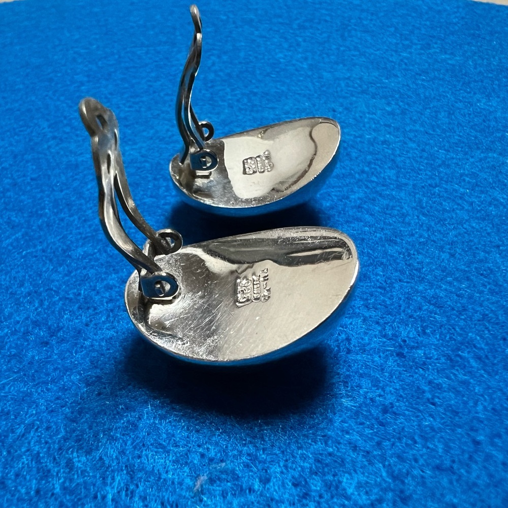 Sterling Silver Solid Clip Earrings - image 1